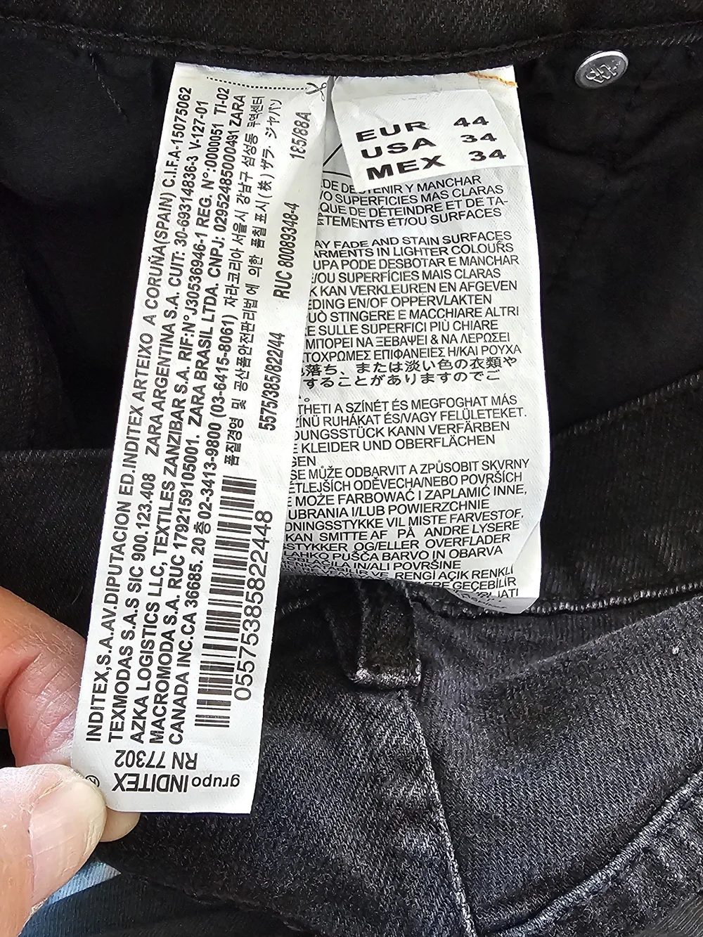 NWT Zara Man Slim Fit Jeans Black Faded Wash Denim Size 34